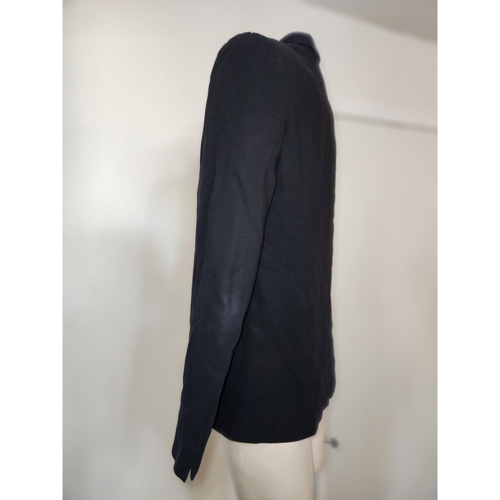 Banana Republic Made in Italy Black 100% Wool Hook Eye Blazer Jacket Womens 6 - Picture 2 of 9